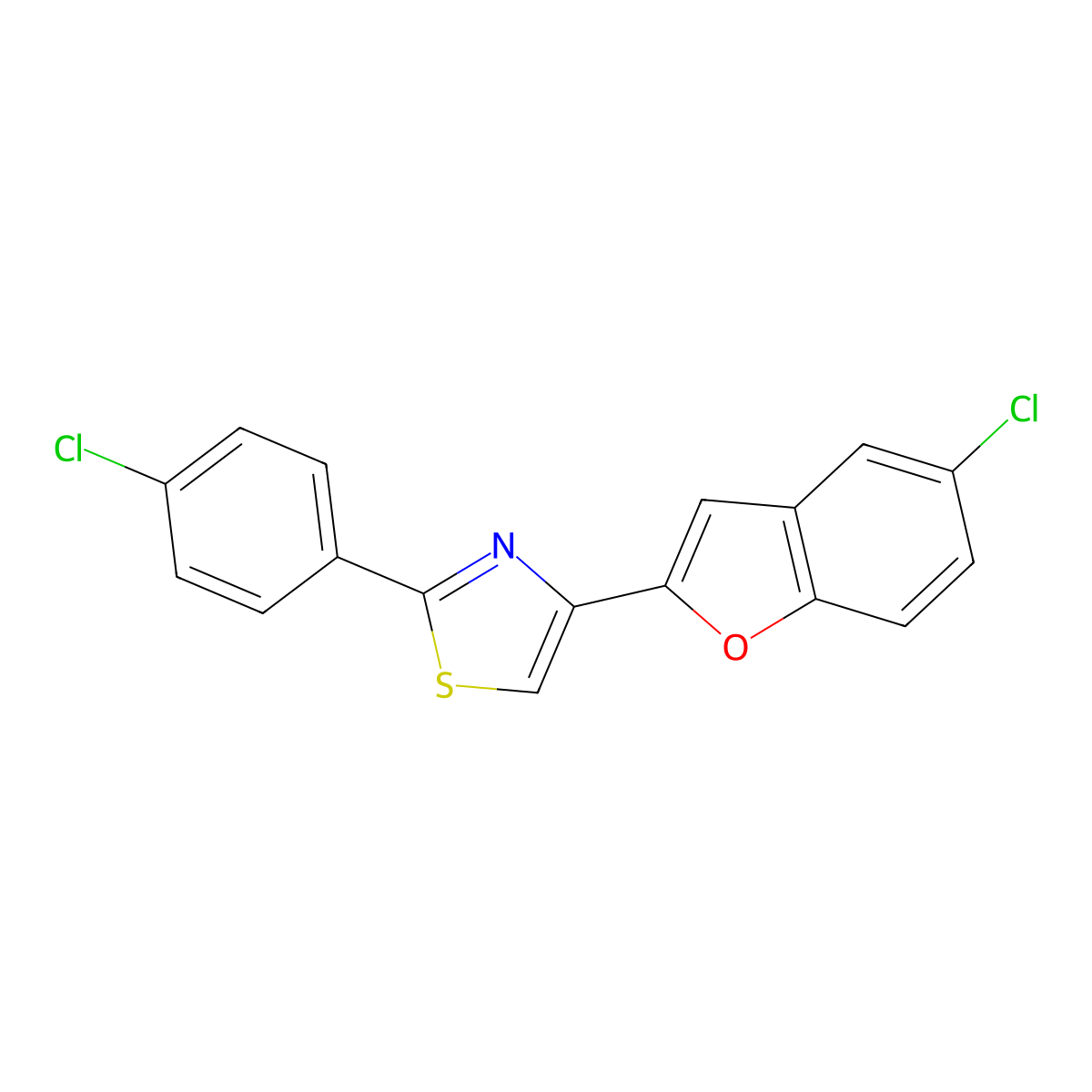 4-(5-Chloro-1-benzofuran-2-yl)-2-(4-chlorophenyl)-1,3-thiazole molecular structure, CAS 501650-76-6