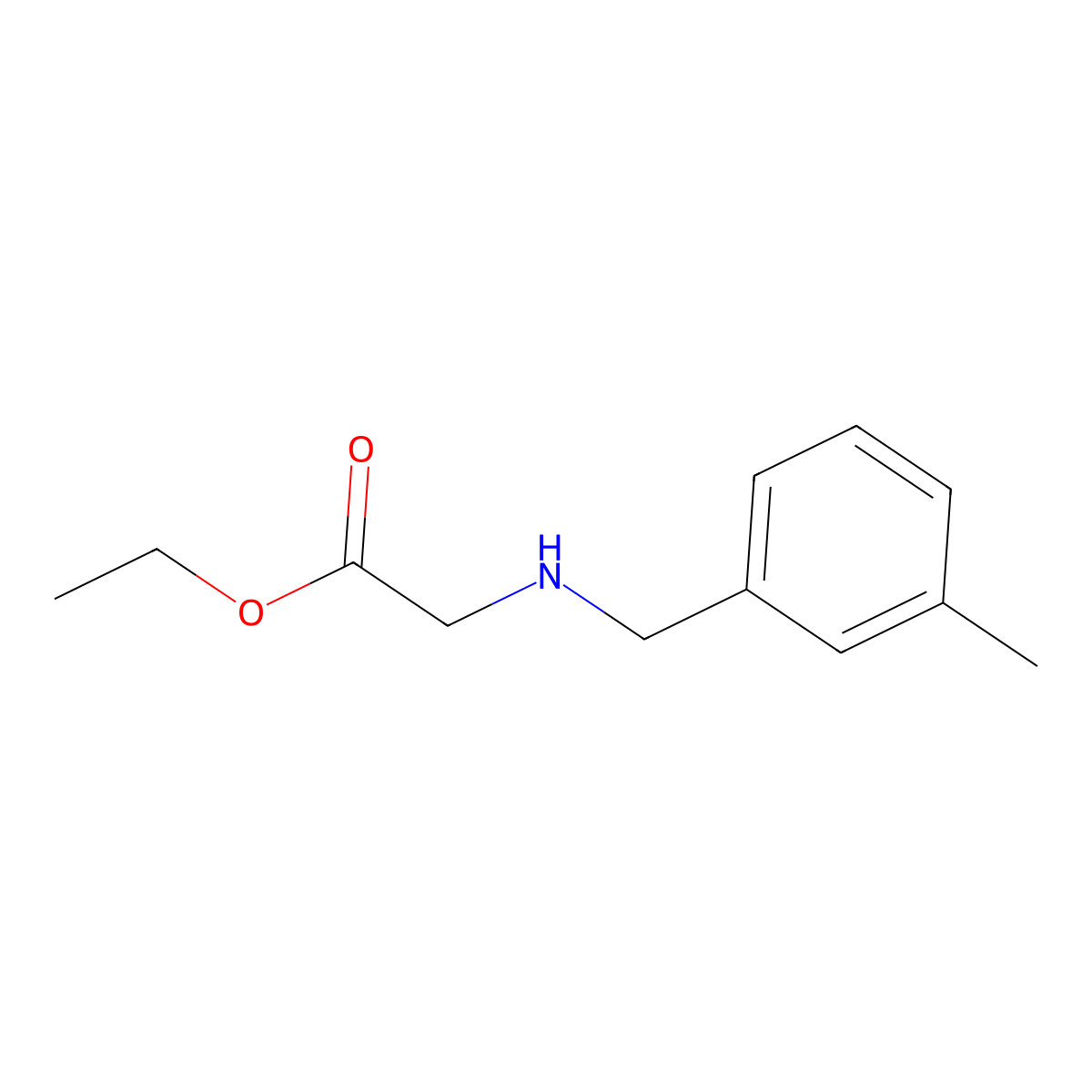 Ethyl 2-{[(3-methylphenyl)methyl]amino}acetate molecular structure, CAS 501653-59-4
