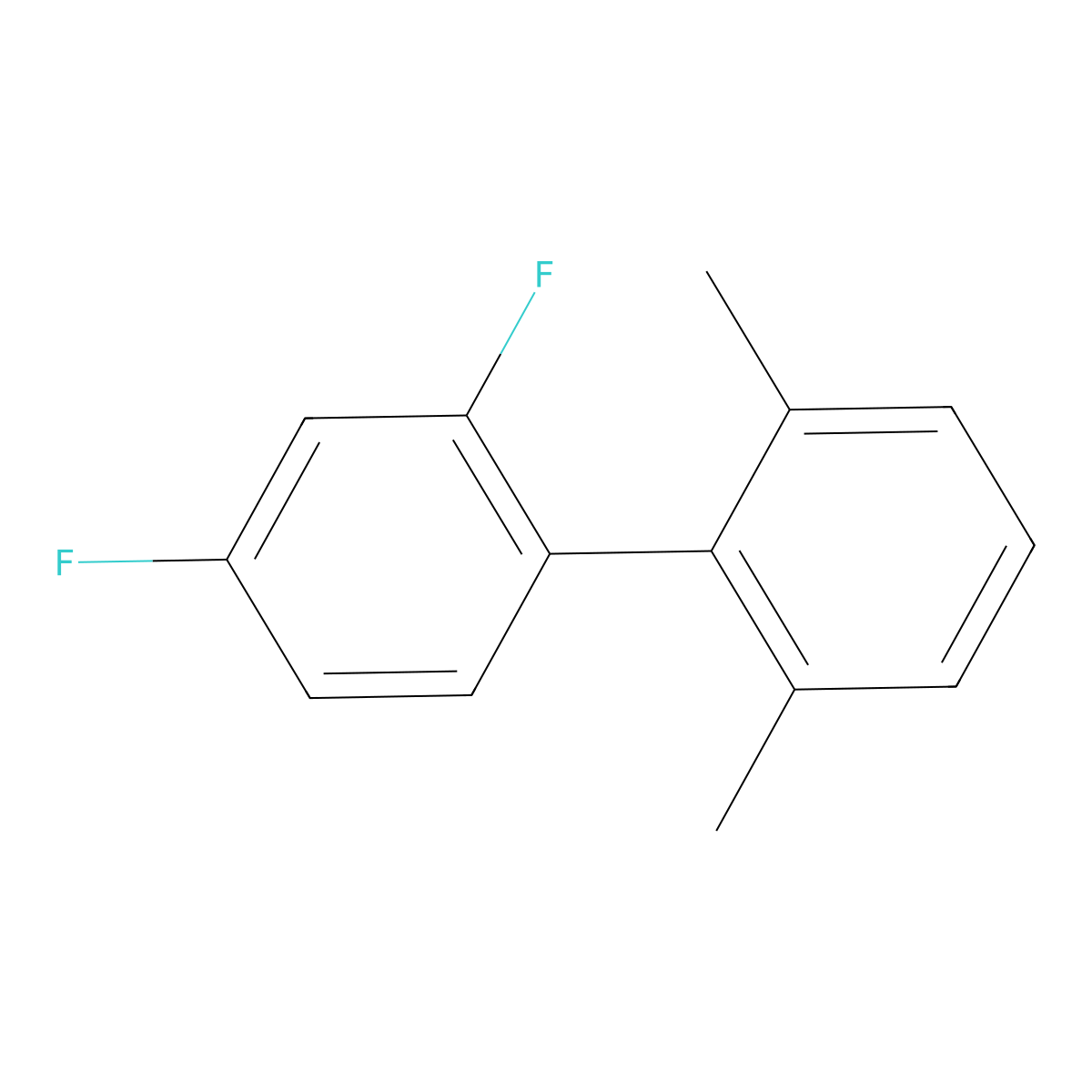 2,4-Difluoro-2',6'-dimethyl-1,1'-biphenyl molecular structure, CAS 501654-61-1