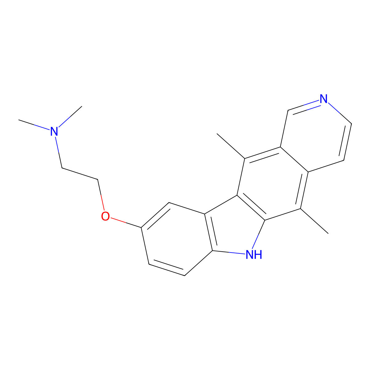 2-((5,11-Dimethyl-6H-pyrido(4,3-b)carbazol-9-yl)oxy)-N,N-dimethylethanamine molecular structure, CAS 501662-77-7