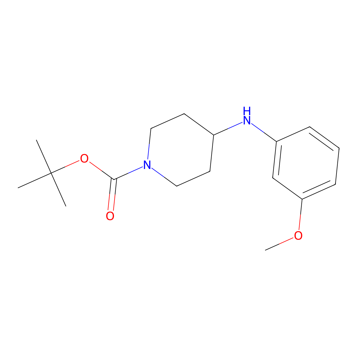 Tert-butyl 4-(3-methoxyanilino)piperidine-1-carboxylate molecular structure, CAS 501673-68-3