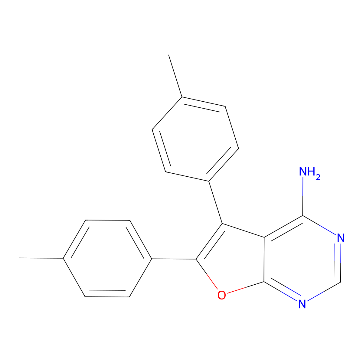 5,6-Bis(4-methylphenyl)furo[2,3-d]pyrimidin-4-amine molecular structure, CAS 501693-54-5