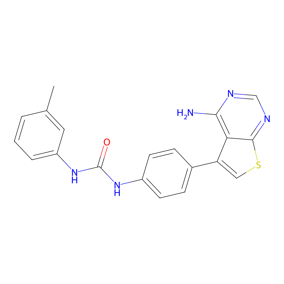 1-[4-(4-Aminothieno[2,3-d]pyrimidin-5-yl)phenyl]-3-(3-methylphenyl)urea molecular structure, CAS 501698-03-9
