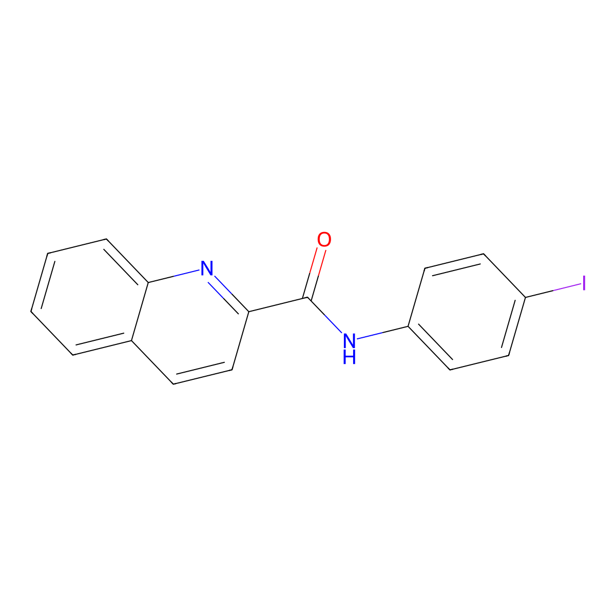 2-Quinolinecarboxamide, N-(4-iodophenyl)- molecular structure, CAS 501699-01-0
