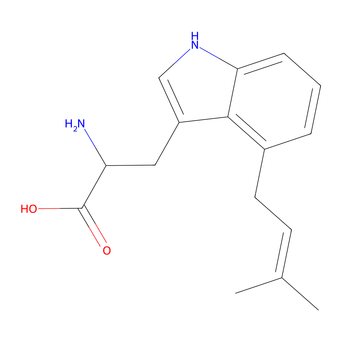 Tryptophan, 4-(3-methyl-2-butenyl)- molecular structure, CAS 5017-33-4