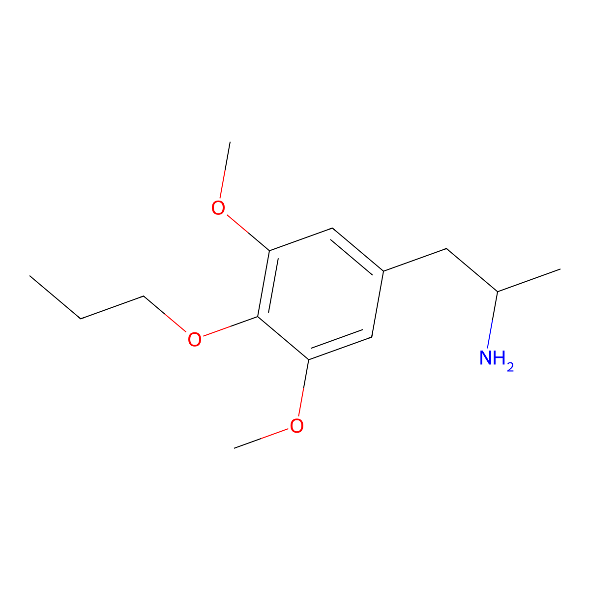 3,5-Dimethoxy-alpha-methyl-4-propoxybenzeneethanamine molecular structure, CAS 501700-11-4