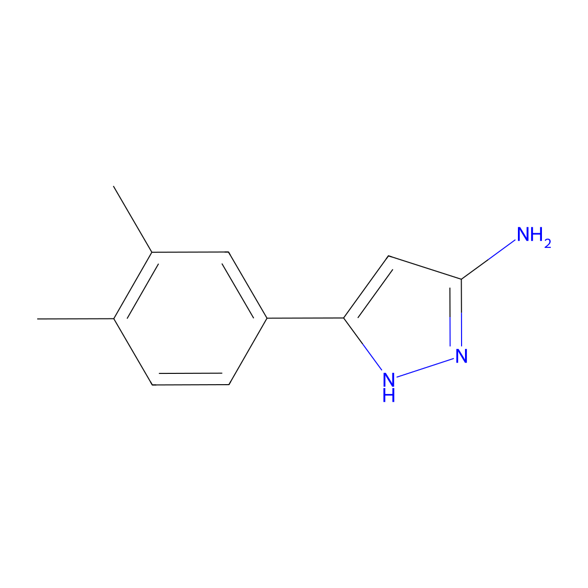 5-(3,4-Dimethyl-phenyl)-2H-pyrazol-3-ylamine molecular structure, CAS 501902-67-6