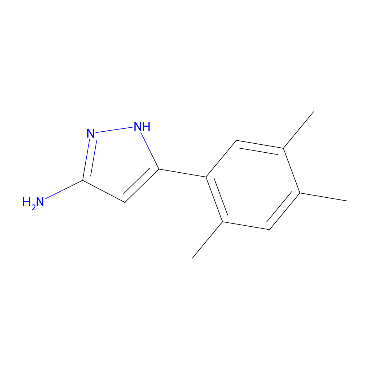 3-(2,4,5-trimethylphenyl)-1H-pyrazol-5-amine molecular structure, CAS 501902-75-6