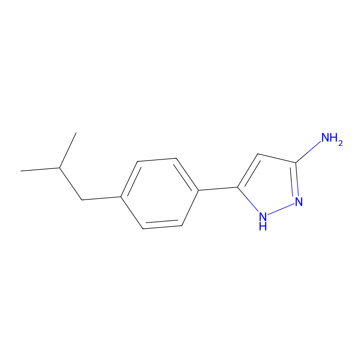 5-(4-Isobutylphenyl)-2H-pyrazol-3-ylamine molecular structure, CAS 501902-78-9