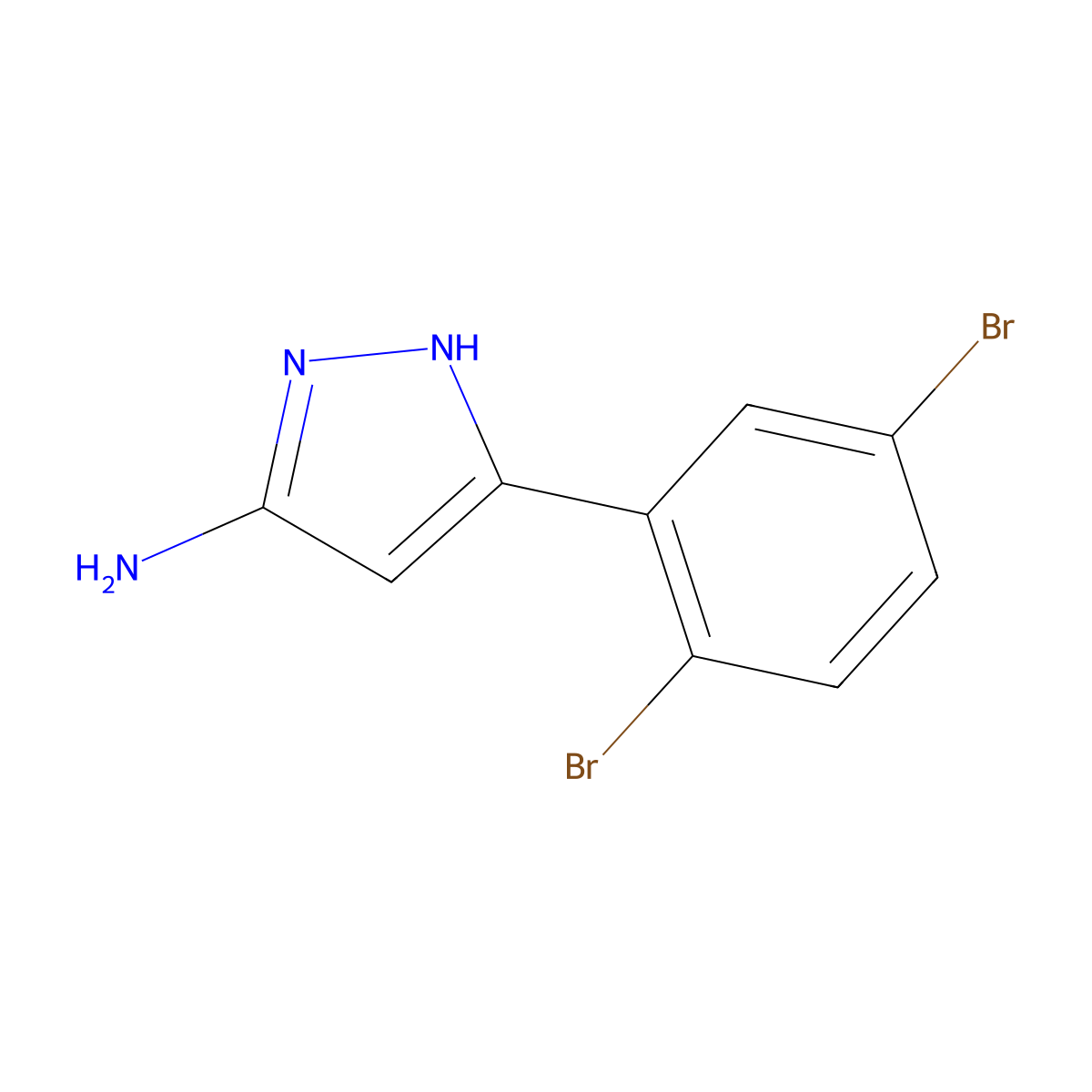3-(2,5-dibromophenyl)-1H-pyrazol-5-amine molecular structure, CAS 501902-82-5