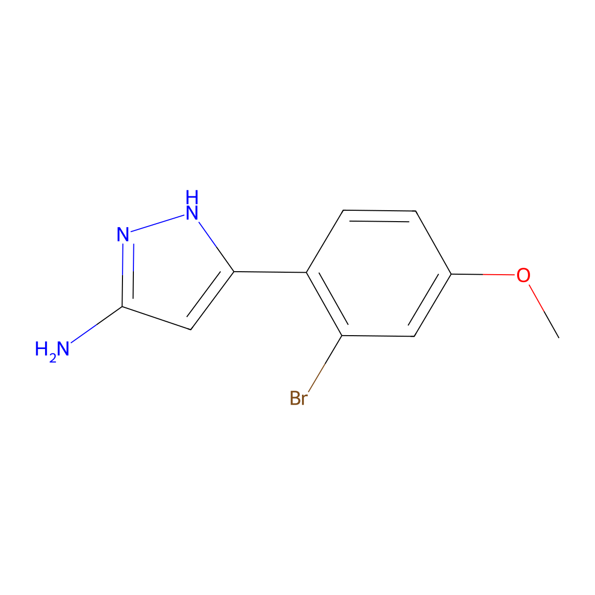 5-(2-bromo-4-methoxyphenyl)-1H-pyrazol-3-amine molecular structure, CAS 501902-91-6