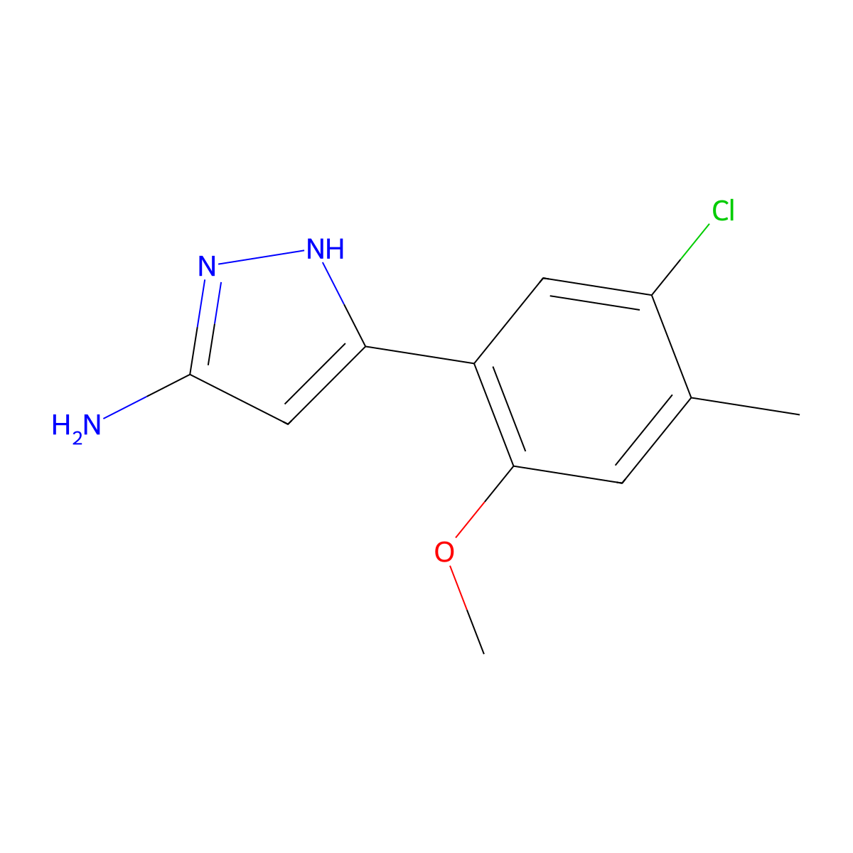 3-(5-chloro-2-methoxy-4-methylphenyl)-1H-pyrazol-5-amine molecular structure, CAS 501903-04-4