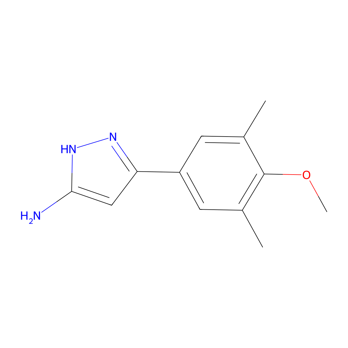 5-(4-methoxy-3,5-dimethylphenyl)-1H-pyrazol-3-amine molecular structure, CAS 501903-07-7