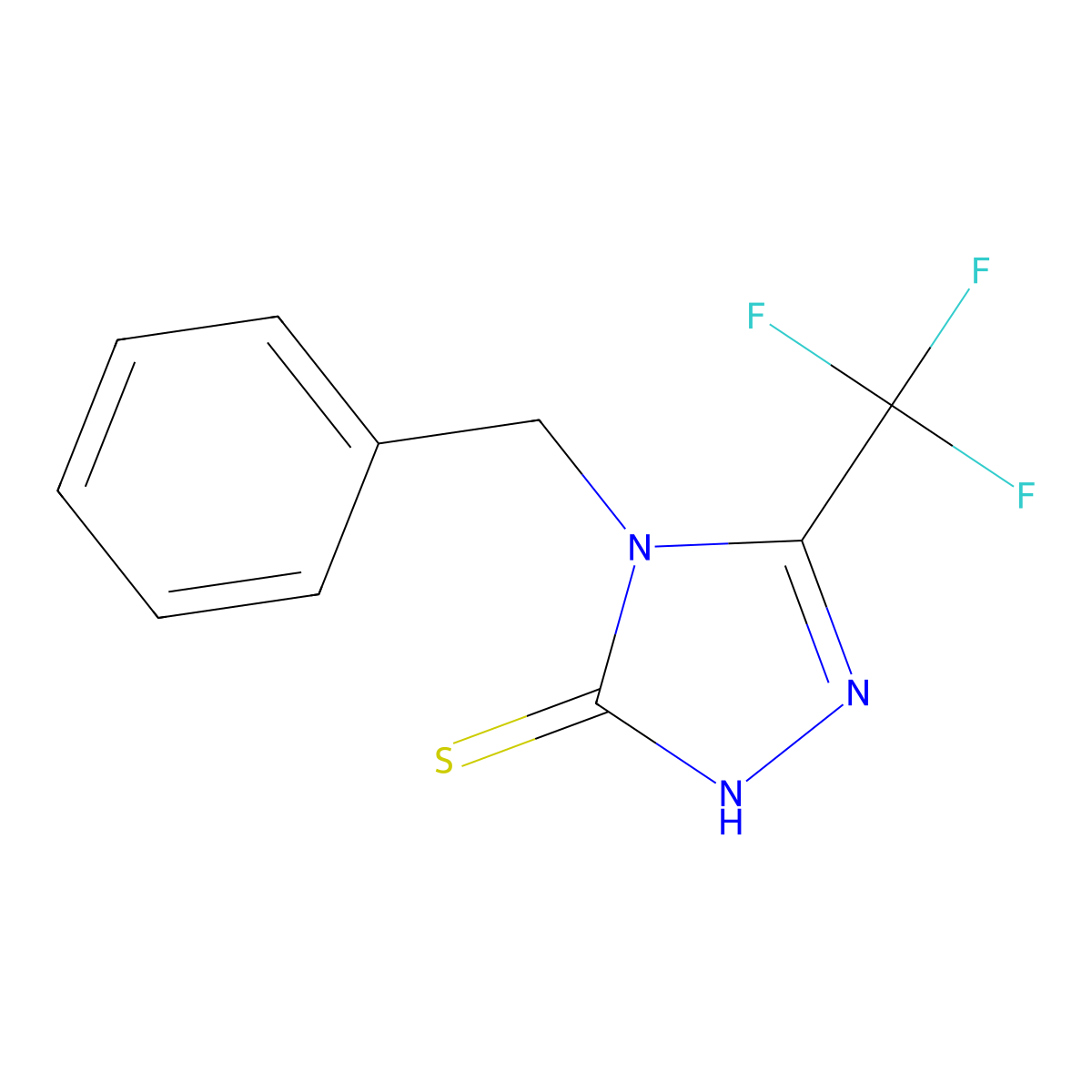 4-benzyl-3-(trifluoromethyl)-1H-1,2,4-triazole-5-thione molecular structure, CAS 501908-04-9