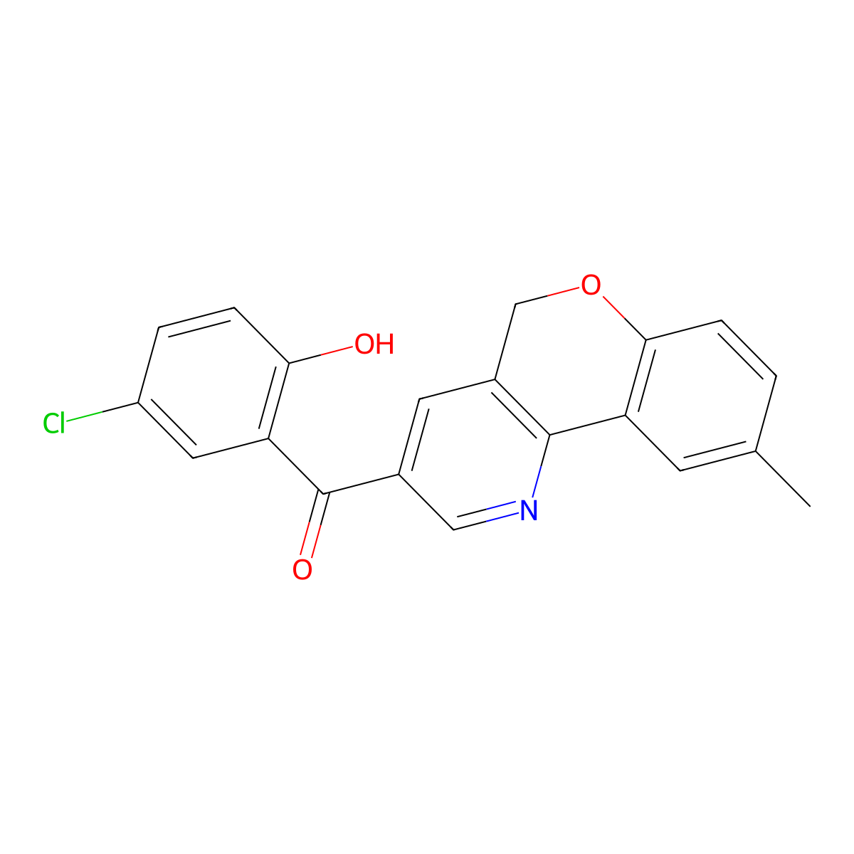 (5-chloro-2-hydroxyphenyl)(9-methyl-5H-chromeno[4,3-b]pyridin-3-yl)methanone molecular structure, CAS 501911-21-3
