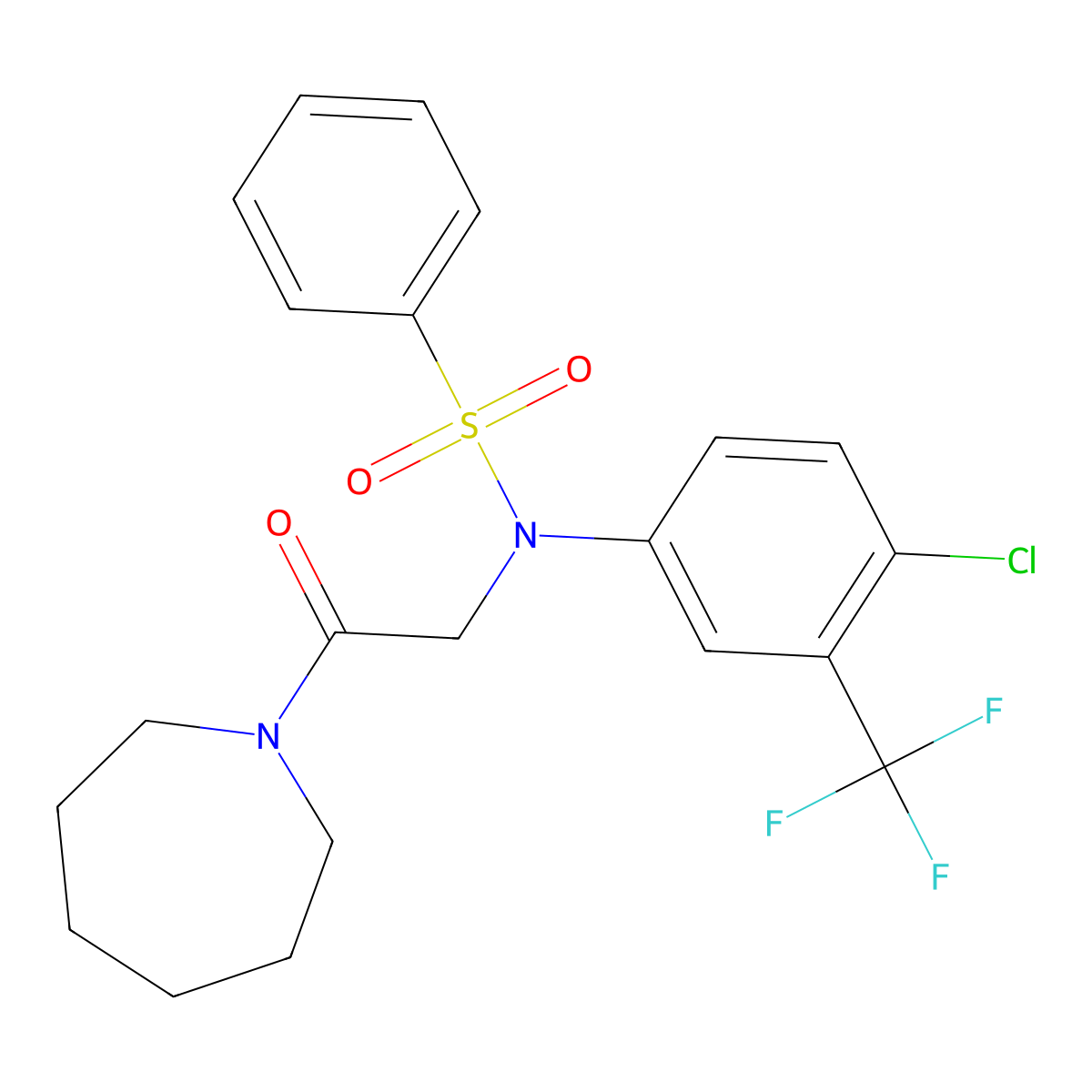 N-[2-(azepan-1-yl)-2-oxoethyl]-N-[4-chloro-3-(trifluoromethyl)phenyl]benzenesulfonamide molecular structure, CAS 501912-80-7