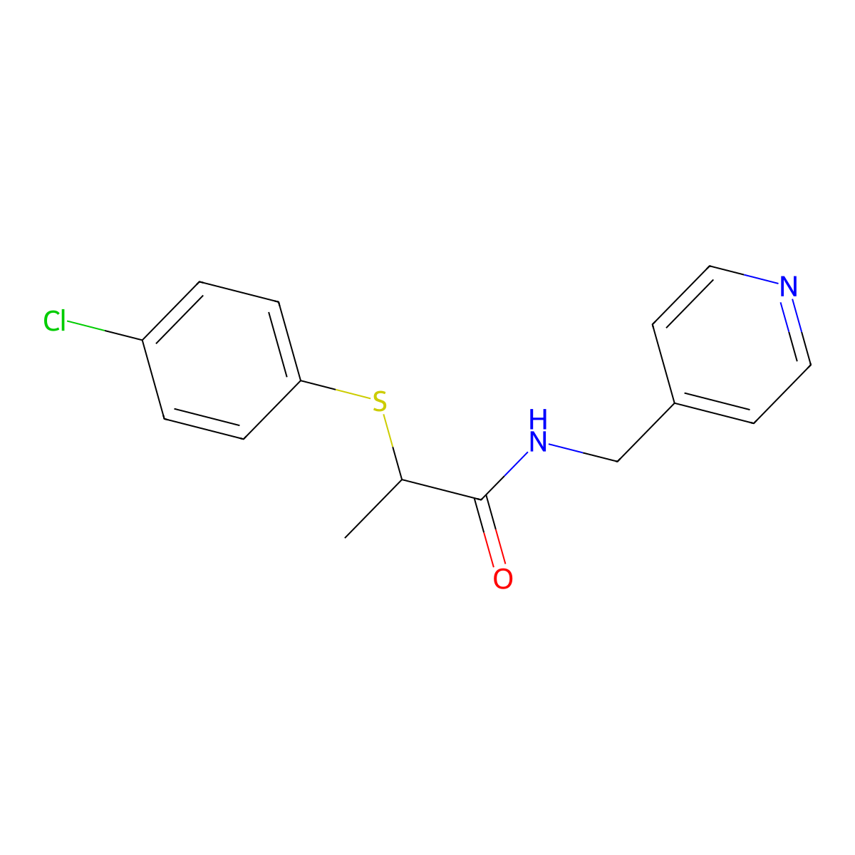 2-(4-chlorophenyl)sulfanyl-N-(pyridin-4-ylmethyl)propanamide molecular structure, CAS 501912-86-3