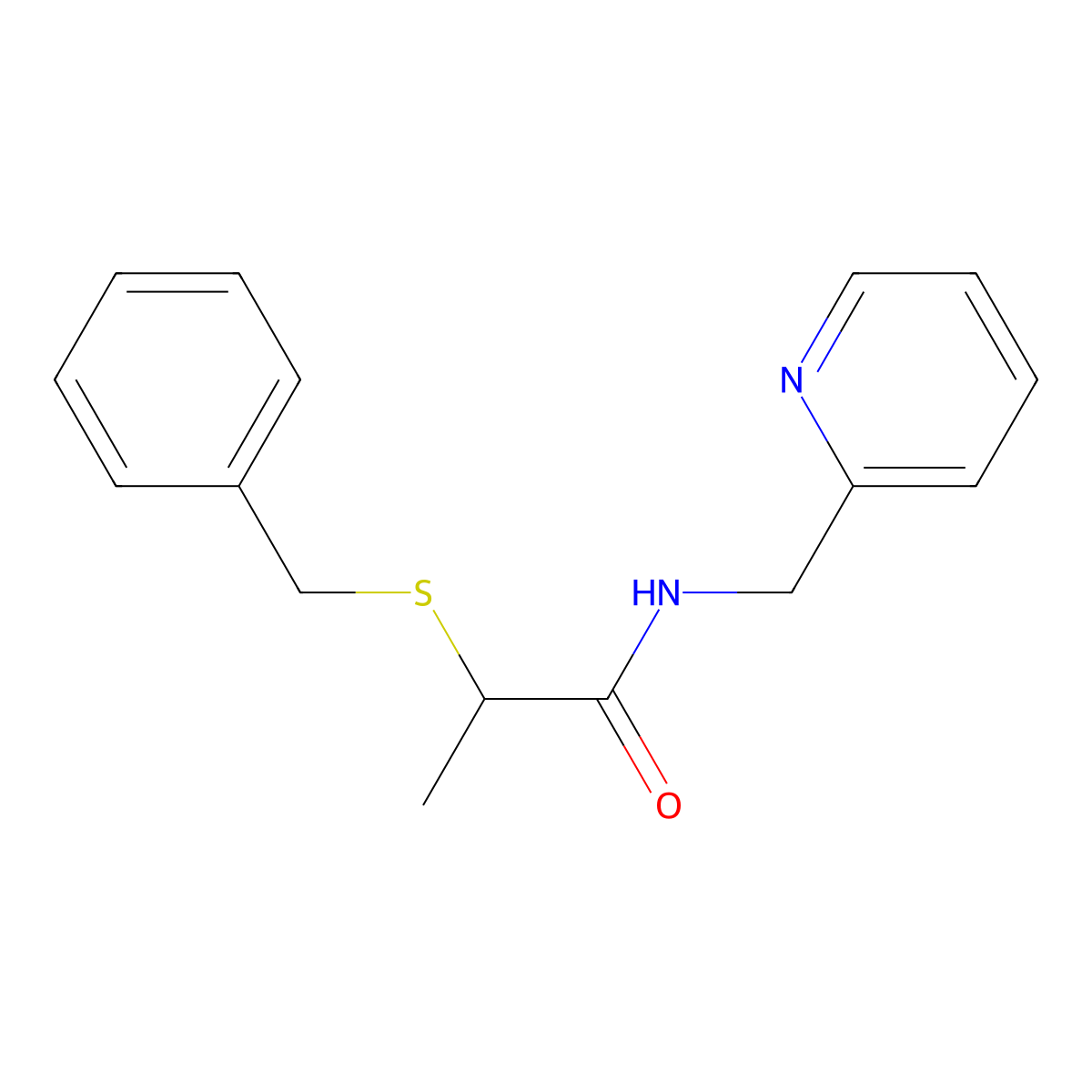 2-(benzylsulfanyl)-N-(pyridin-2-ylmethyl)propanamide molecular structure, CAS 501912-94-3
