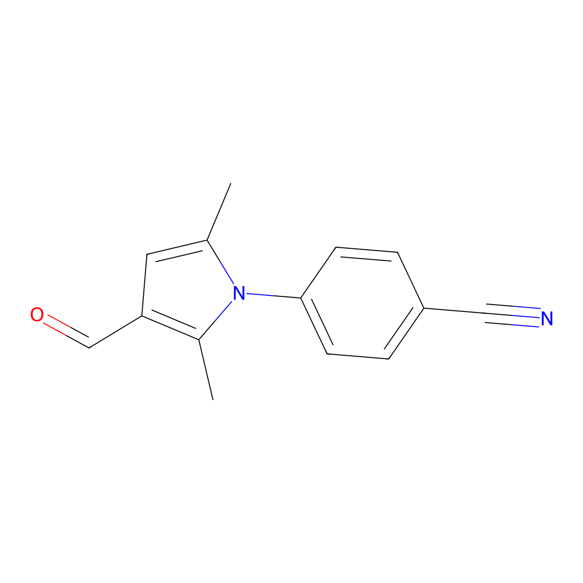 4-(3-formyl-2,5-dimethyl-1H-pyrrol-1-yl)benzonitrile molecular structure, CAS 501913-38-8