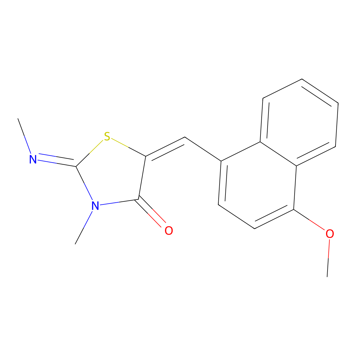 5-[(4-Methoxy-1-naphthalenyl)methylene]-3-methyl-2-(methylimino)-4-thiazolidinone molecular structure, CAS 501913-39-9