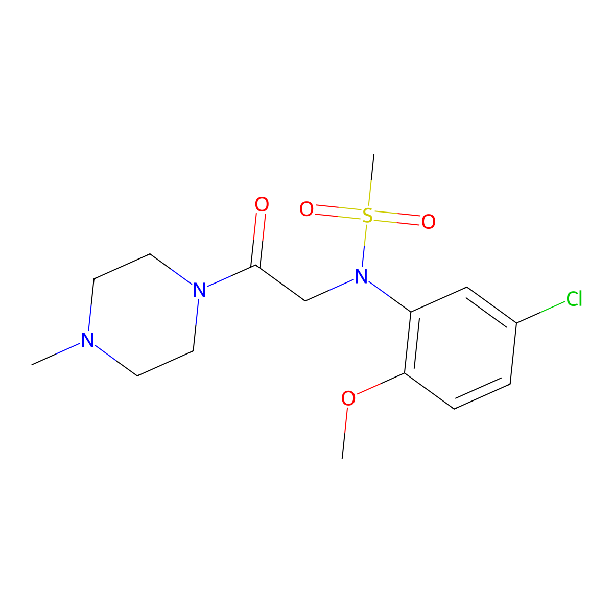 N-(5-chloro-2-methoxyphenyl)-N-[2-(4-methylpiperazin-1-yl)-2-oxoethyl]methanesulfonamide molecular structure, CAS 501913-52-6
