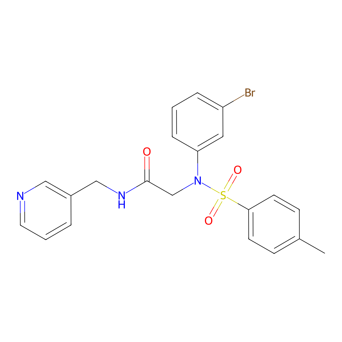 2-(3-bromo-N-(4-methylphenyl)sulfonylanilino)-N-(pyridin-3-ylmethyl)acetamide molecular structure, CAS 501914-21-2