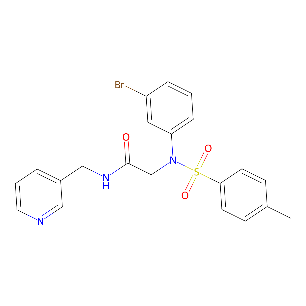 2-(3-bromo-N-(4-methylphenyl)sulfonylanilino)-N-(pyridin-3-ylmethyl)acetamide molecular structure, CAS 501914-21-2