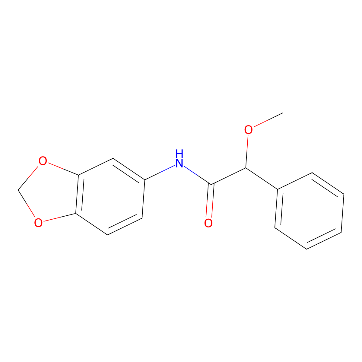 N-(1,3-benzodioxol-5-yl)-2-methoxy-2-phenylacetamide molecular structure, CAS 501914-22-3