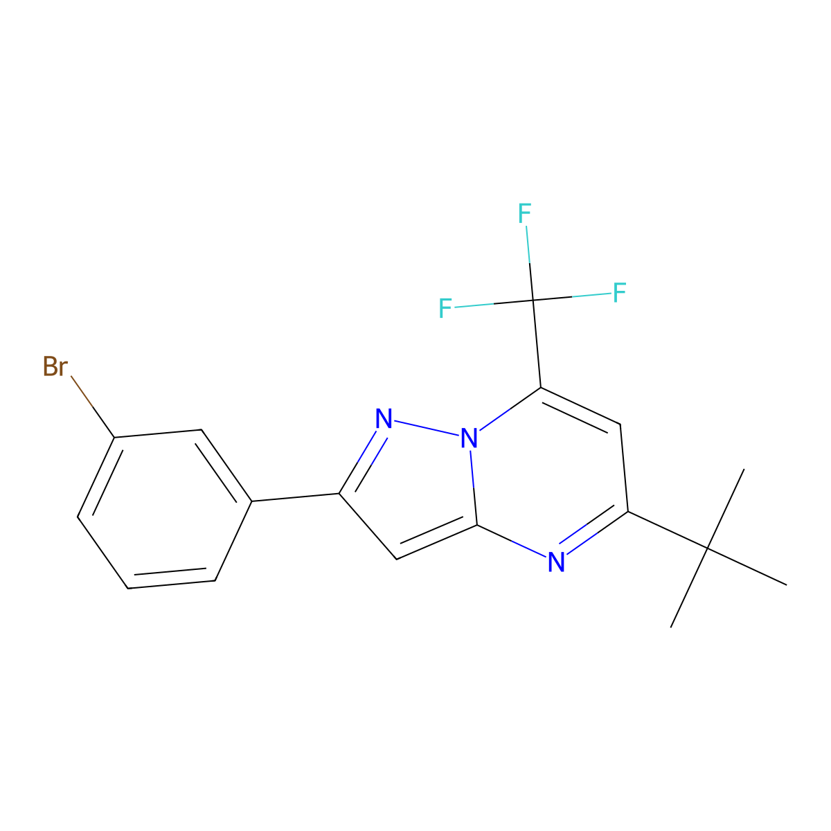 2-(3-Bromophenyl)-5-tert-butyl-7-(trifluoromethyl)pyrazolo[1,5-a]pyrimidine molecular structure, CAS 501914-26-7