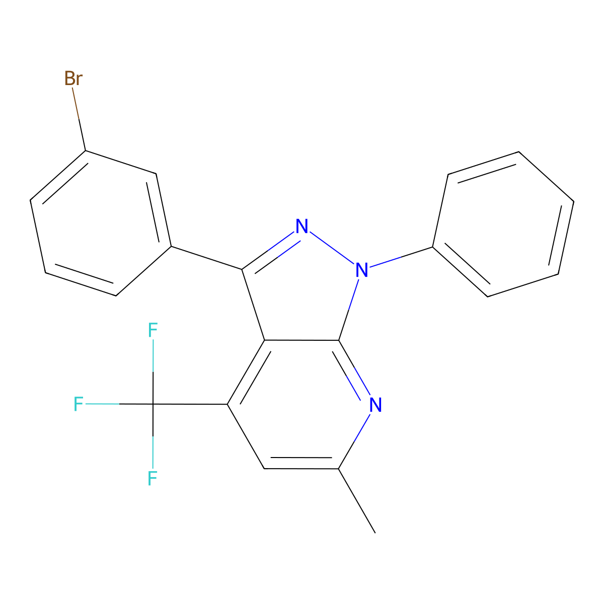 3-(3-bromophenyl)-6-methyl-1-phenyl-4-(trifluoromethyl)-1H-pyrazolo[3,4-b]pyridine molecular structure, CAS 501914-27-8