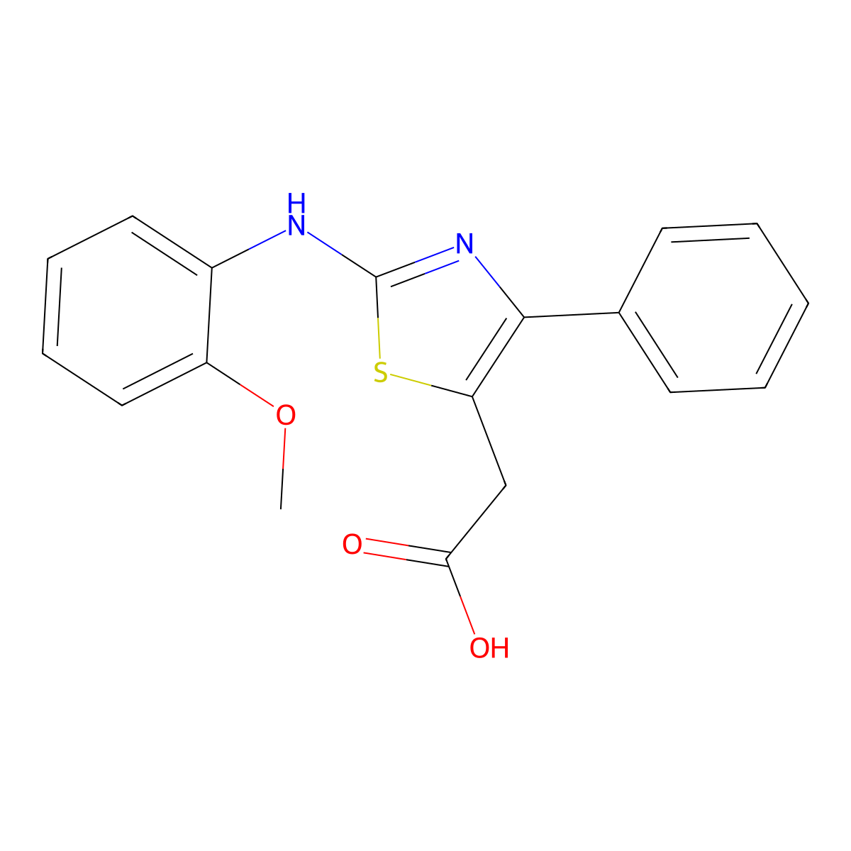 2-{2-[(2-Methoxyphenyl)amino]-4-phenyl-1,3-thiazol-5-yl}acetic acid molecular structure, CAS 501914-49-4