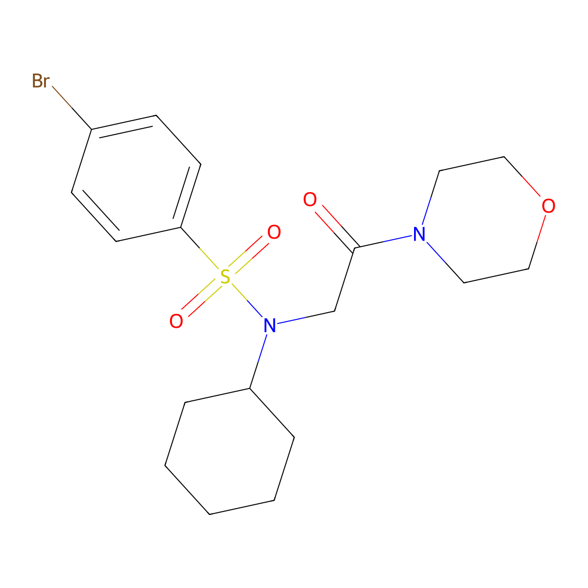 4-bromo-N-cyclohexyl-N-(2-morpholin-4-yl-2-oxoethyl)benzenesulfonamide molecular structure, CAS 501914-57-4