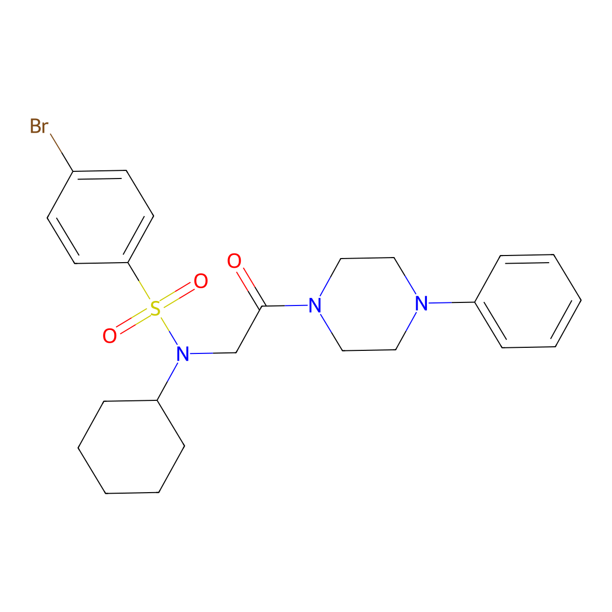 4-bromo-N-cyclohexyl-N-[2-oxo-2-(4-phenylpiperazin-1-yl)ethyl]benzenesulfonamide molecular structure, CAS 501914-58-5