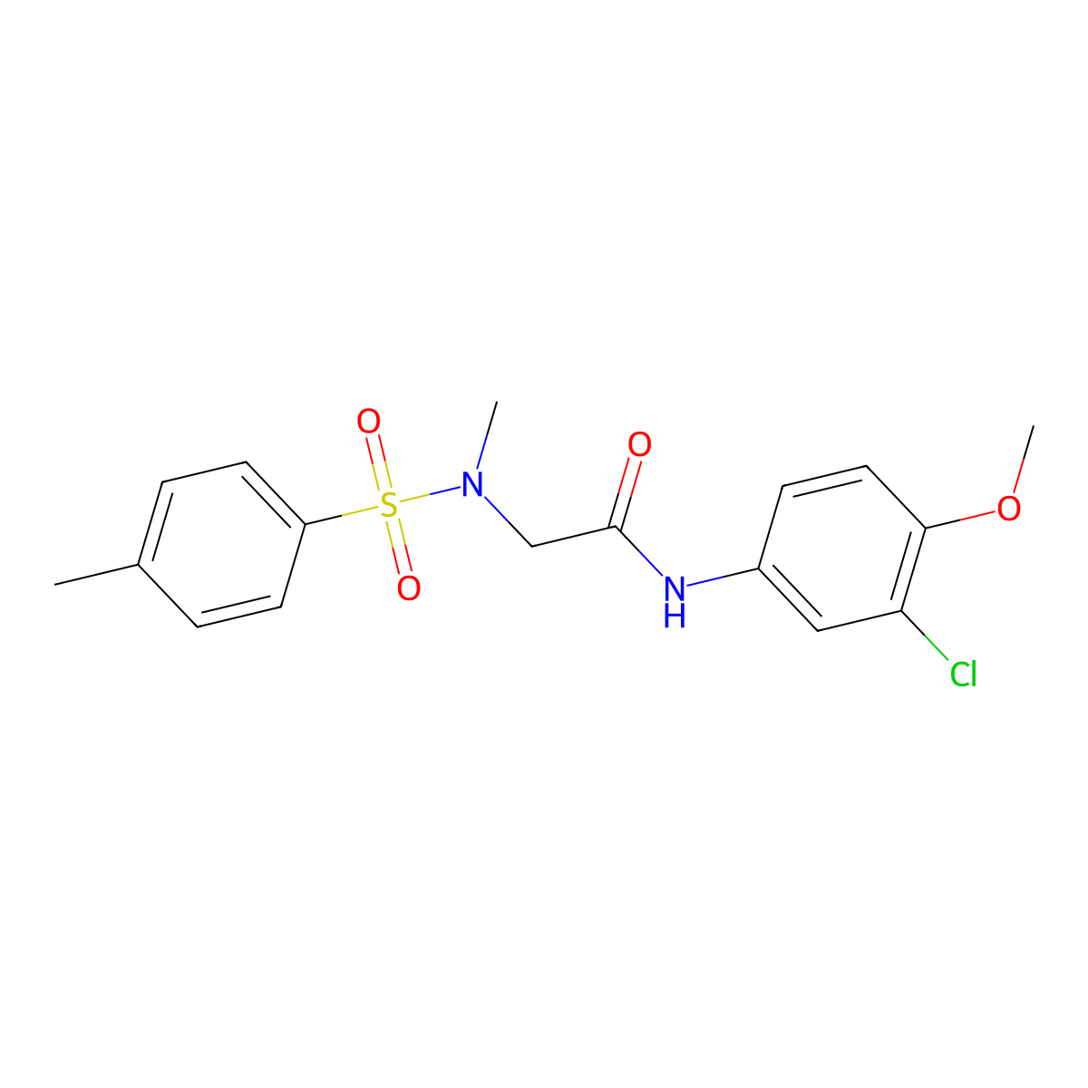 N-(3-chloro-4-methoxyphenyl)-2-[methyl-(4-methylphenyl)sulfonylamino]acetamide molecular structure, CAS 501914-68-7