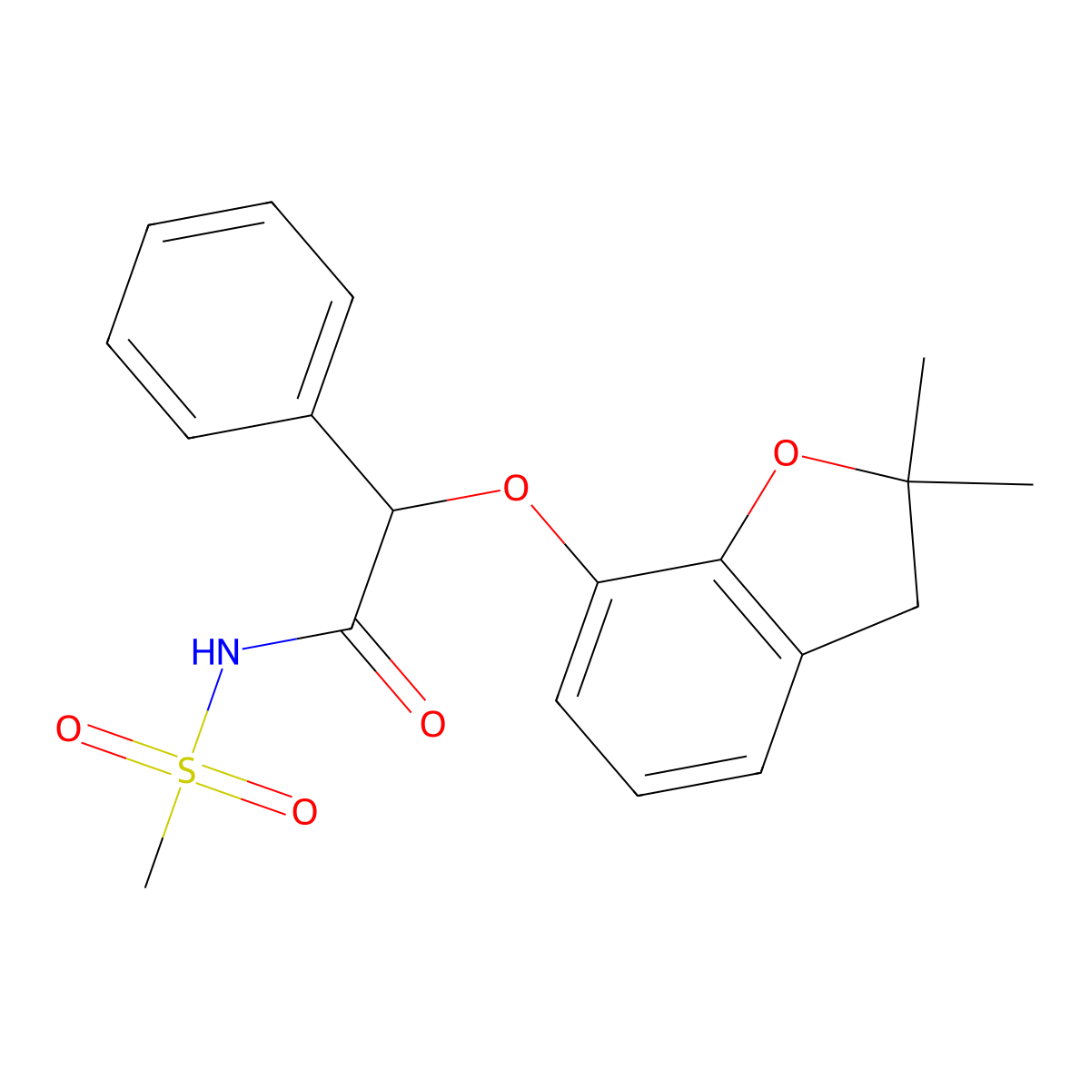 Benzeneacetamide, alpha-[(2,3-dihydro-2,2-dimethyl-7-benzofuranyl)oxy]-N-(methylsulfonyl)- molecular structure, CAS 501918-28-1