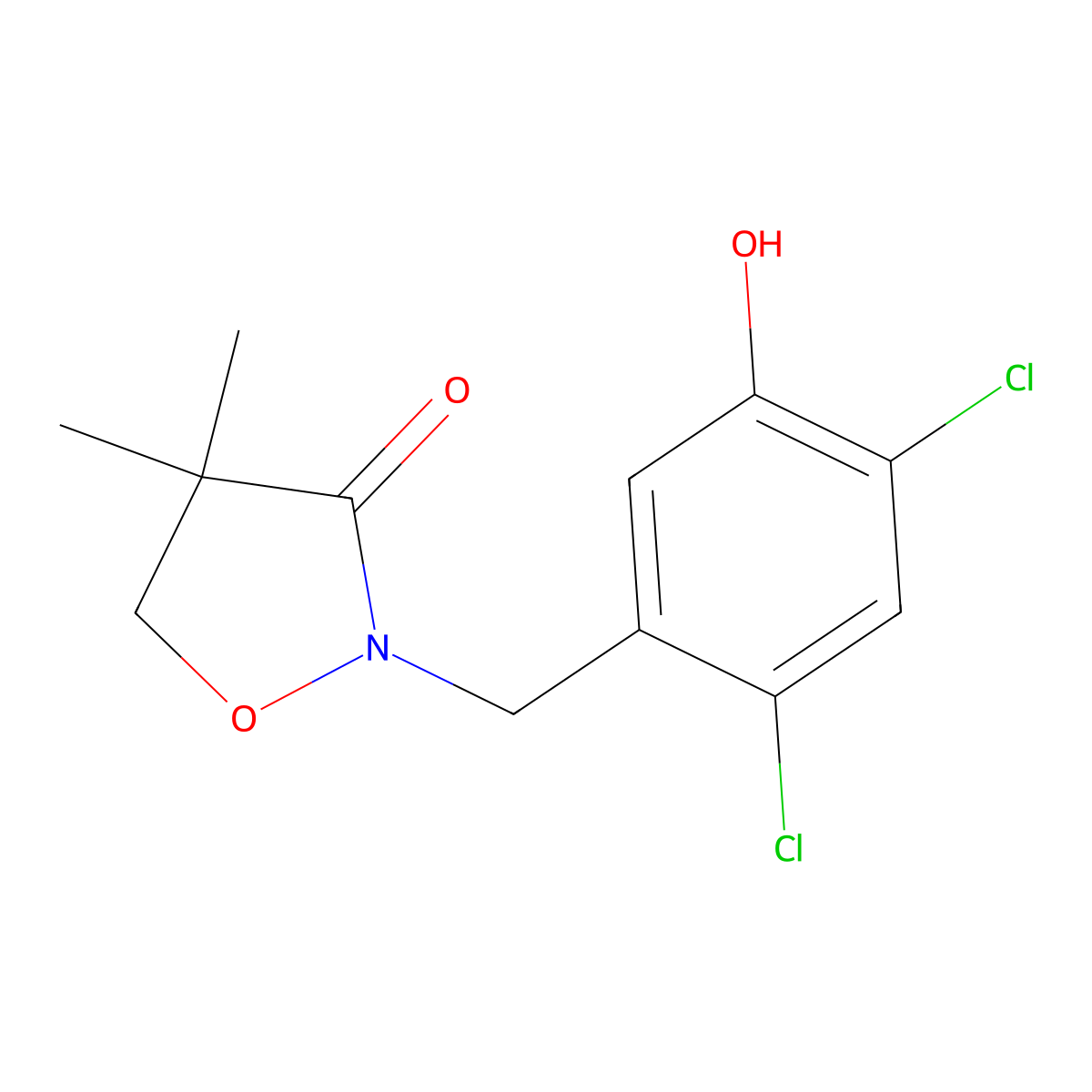 2-(2,4-Dichloro-5-hydroxybenzyl)-4,4-dimethyl-3-isoxazolidinone molecular structure, CAS 501918-91-8