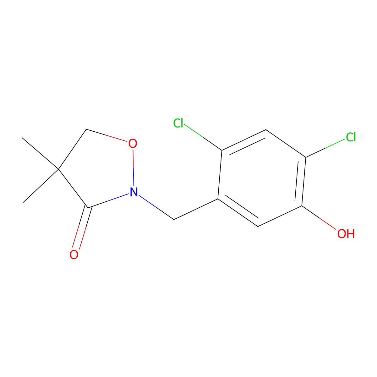 2-(2,4-Dichloro-5-hydroxybenzyl)-4,4-dimethyl-3-isoxazolidinone molecular structure, CAS 501918-91-8