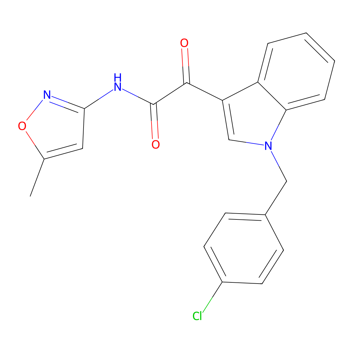 1-[(4-Chlorophenyl)methyl]-N-(5-methyl-3-isoxazolyl)-alpha-oxo-1H-indole-3-acetamide molecular structure, CAS 501921-66-0
