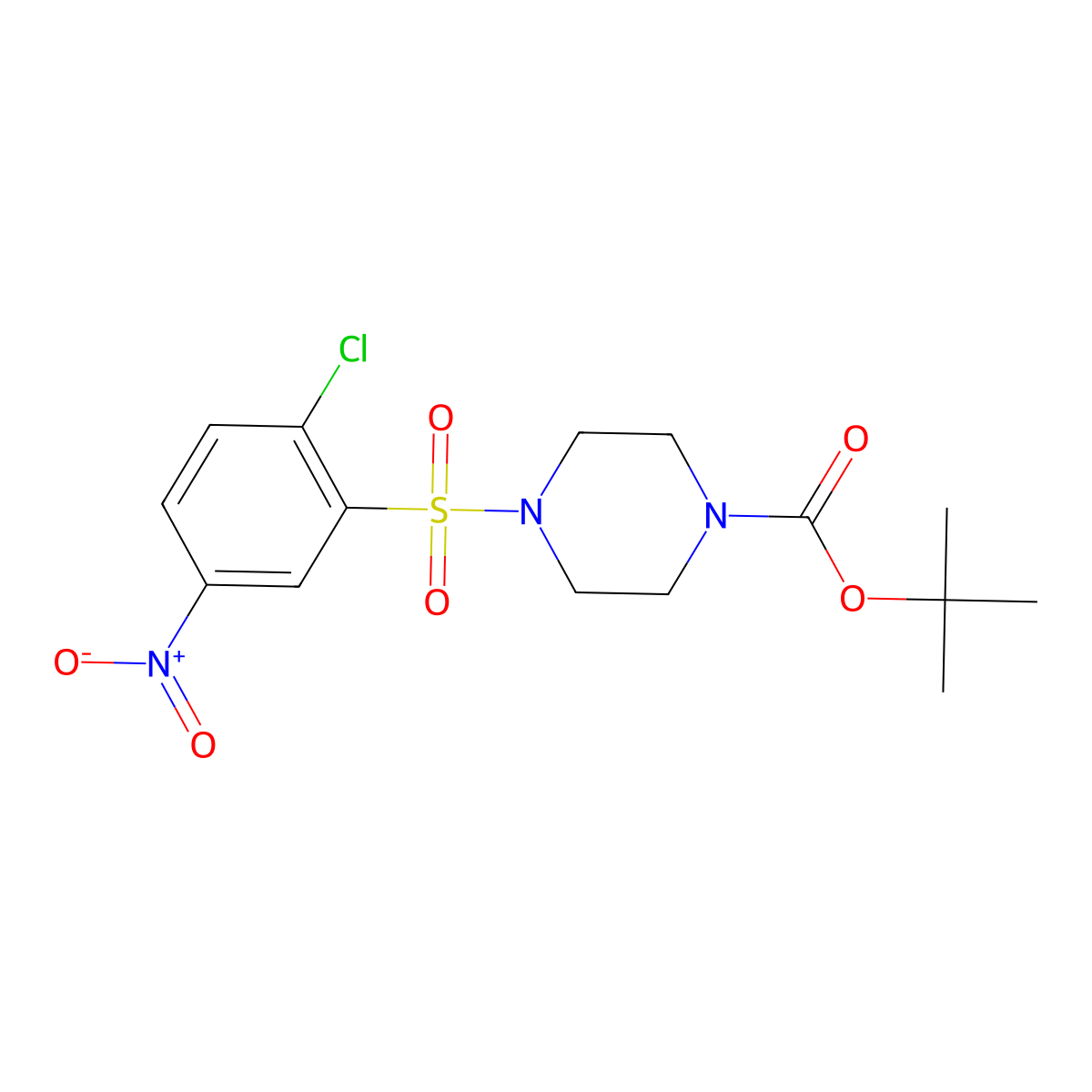 Tert-butyl 4-(2-chloro-5-nitrophenylsulfonyl)piperazine-1-carboxylate molecular structure, CAS 501928-01-4