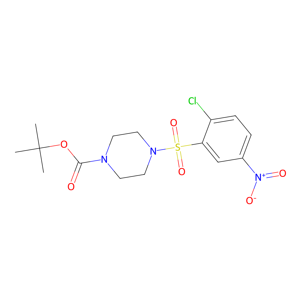 Tert-butyl 4-(2-chloro-5-nitrophenylsulfonyl)piperazine-1-carboxylate molecular structure, CAS 501928-01-4