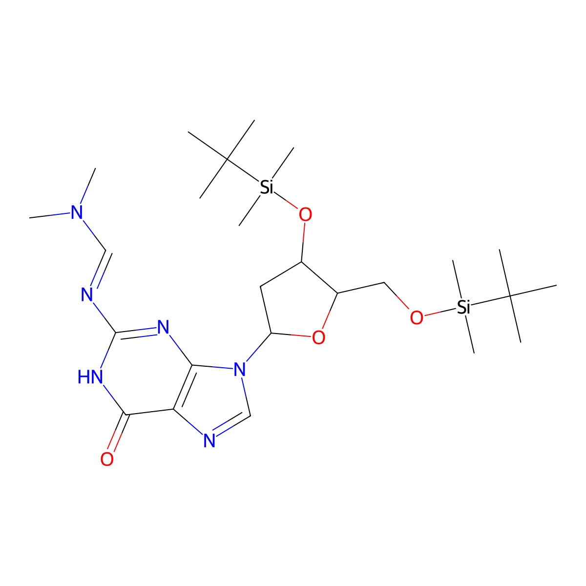 3',5'-Di-O-(tert-butyldimethylsilyl)-2'-deoxy-N2-DMF-guanosine molecular structure, CAS 501930-40-1
