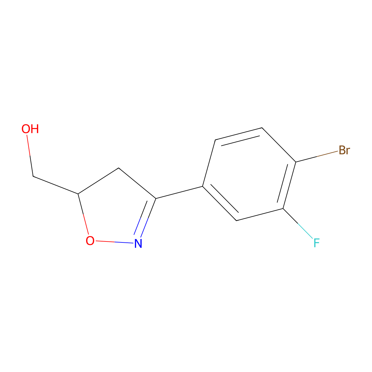 [3-(4-Bromo-3-fluoro-phenyl)-4,5-dihydro-isoxazol-5-yl]-methanol molecular structure, CAS 501939-46-4