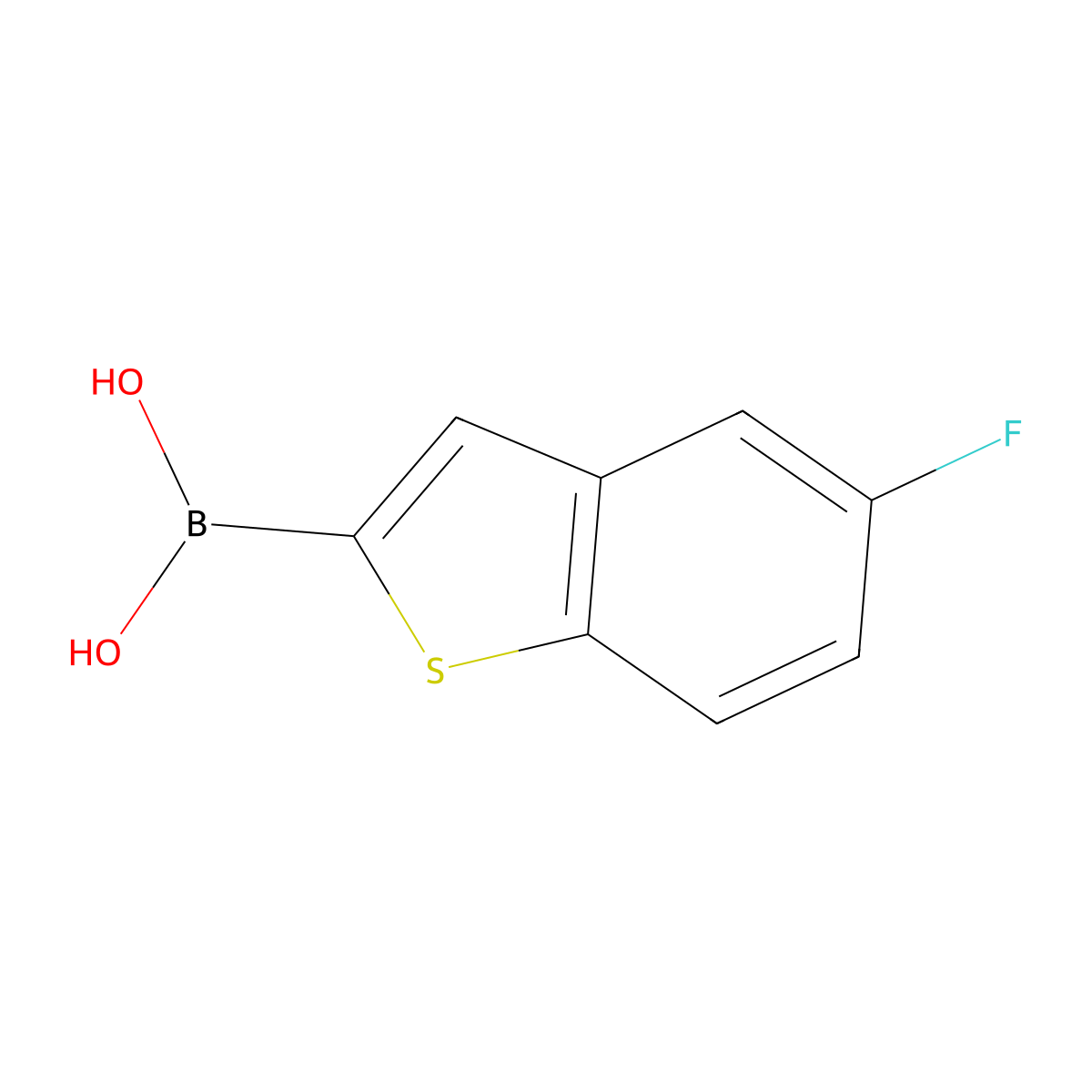 (5-Fluoro-1-benzothiophen-2-yl)boronic acid molecular structure, CAS 501944-42-9