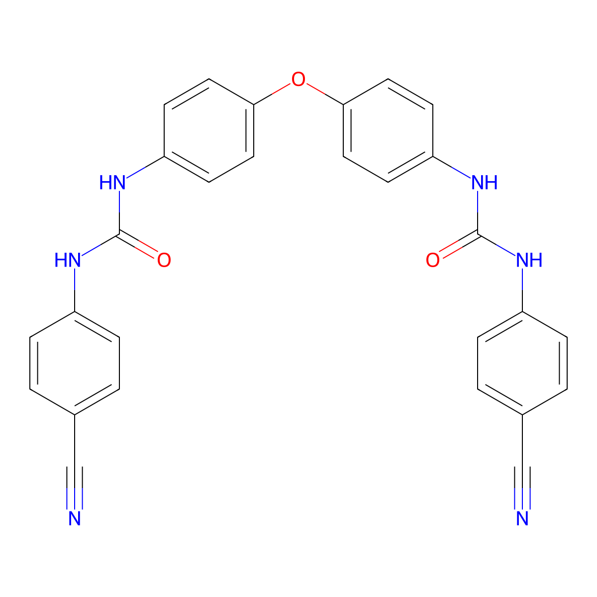 1-(4-Cyanophenyl)-3-[4-[4-[(4-cyanophenyl)carbamoylamino]phenoxy]phenyl]urea molecular structure, CAS 501950-47-6
