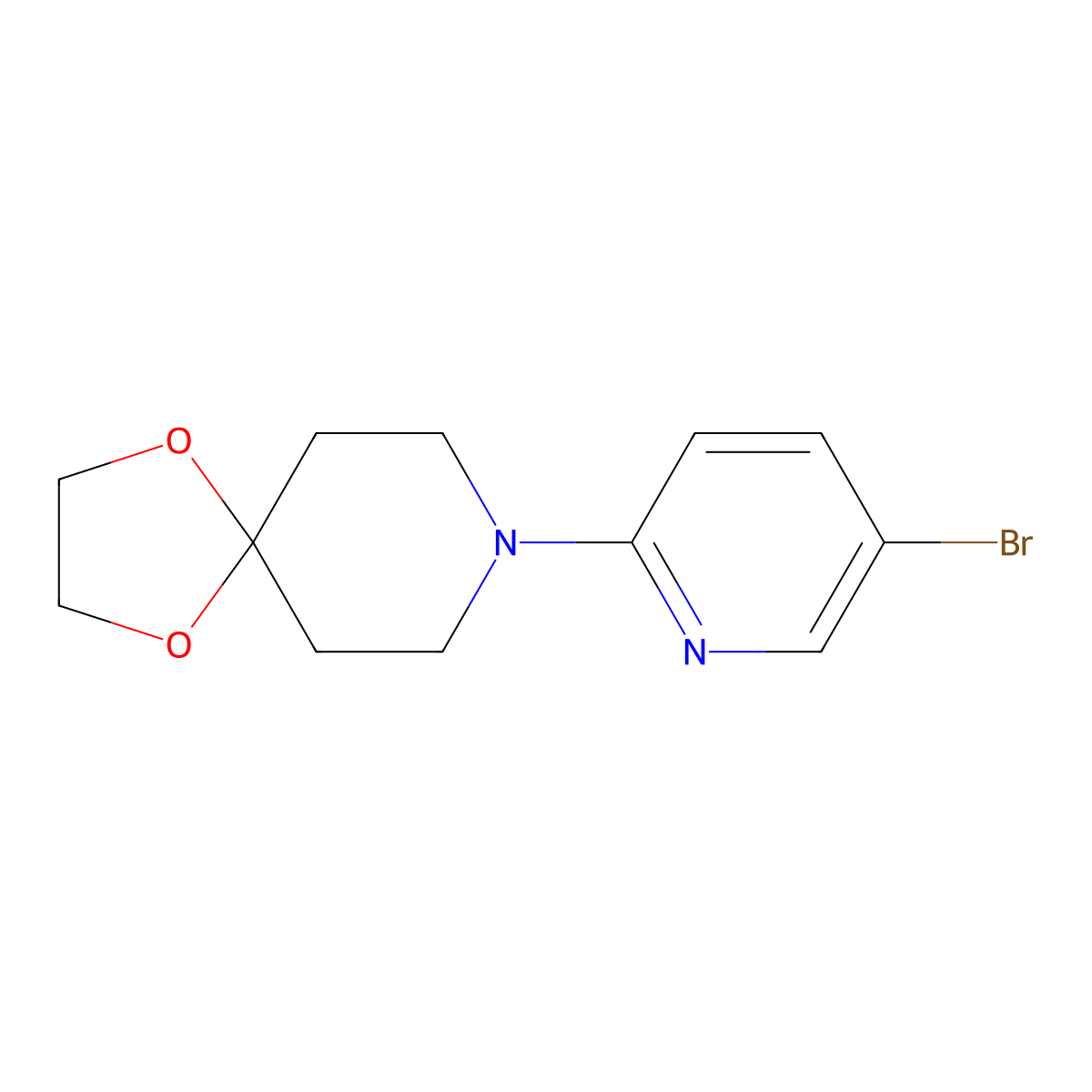 8-(5-Bromopyridin-2-yl)-1,4-dioxa-8-azaspiro[4.5]decane molecular structure, CAS 501954-42-3