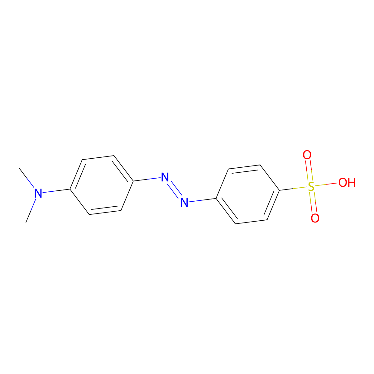 Benzenesulfonic acid, 4-(2-(4-(dimethylamino)phenyl)diazenyl)- molecular structure, CAS 502-02-3