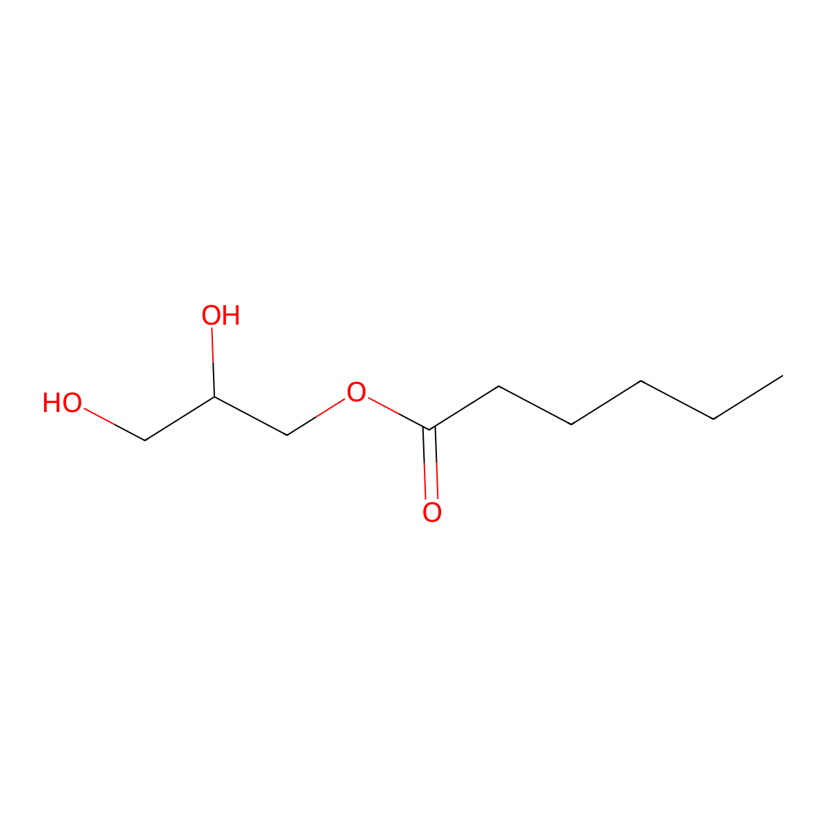 Monocaproin molecular structure, CAS 502-53-4