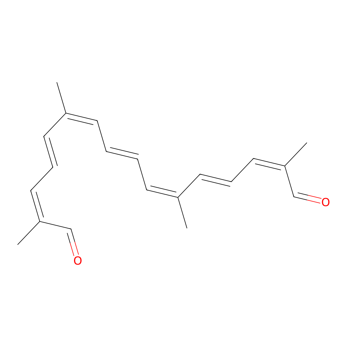 2,6,11,15-Tetramethylhexadeca-2,4,6,8,10,12,14-heptaenedial molecular structure, CAS 502-70-5