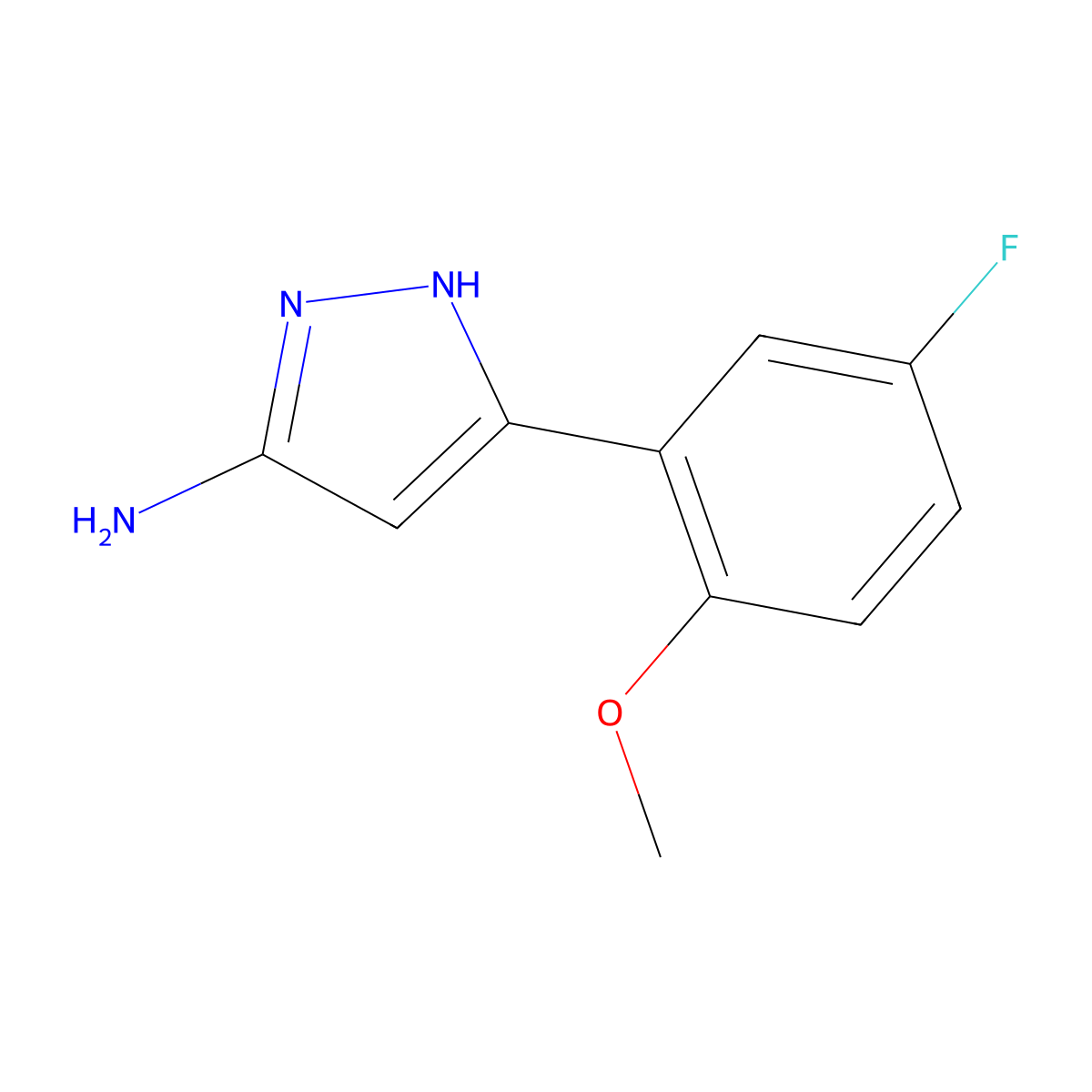 5-(5-fluoro-2-methoxyphenyl)-1H-pyrazol-3-amine molecular structure, CAS 502132-33-4