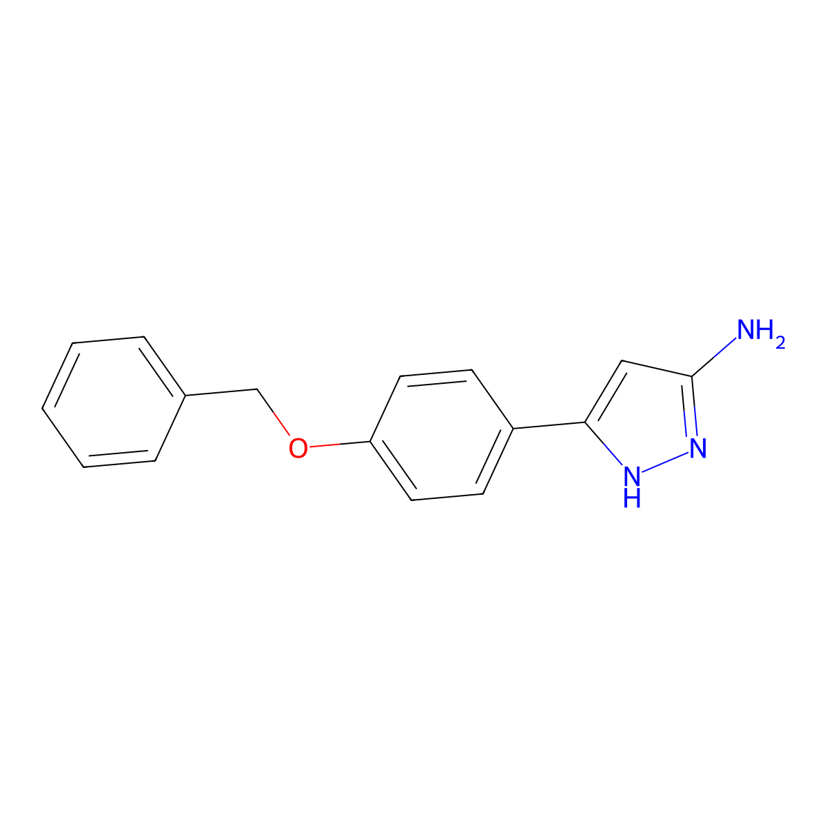 5-(4-Benzyloxy-phenyl)-2H-pyrazol-3-ylamine molecular structure, CAS 502132-35-6